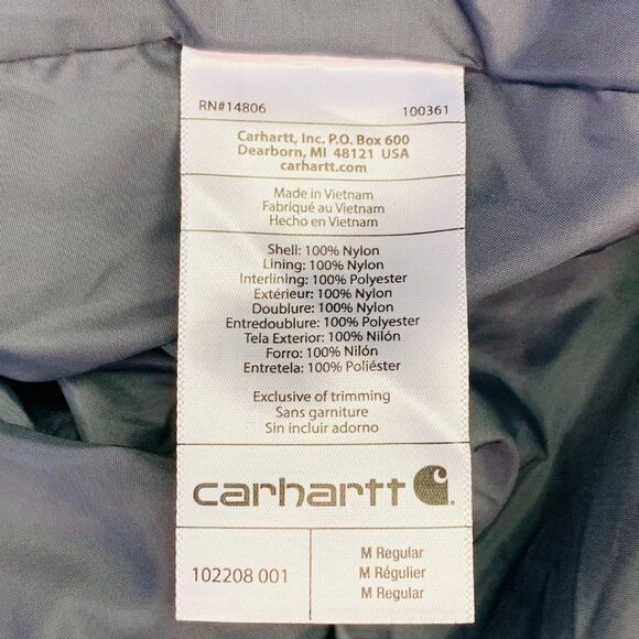 Carhartt Men's Gilliam Precision Iron Branded Full Zip Puffer Jacket Size M - Picture 8 of 13